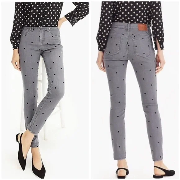 J. Crew High Rise Toothpick Polka Dot Jeans - Picture 1 of 8